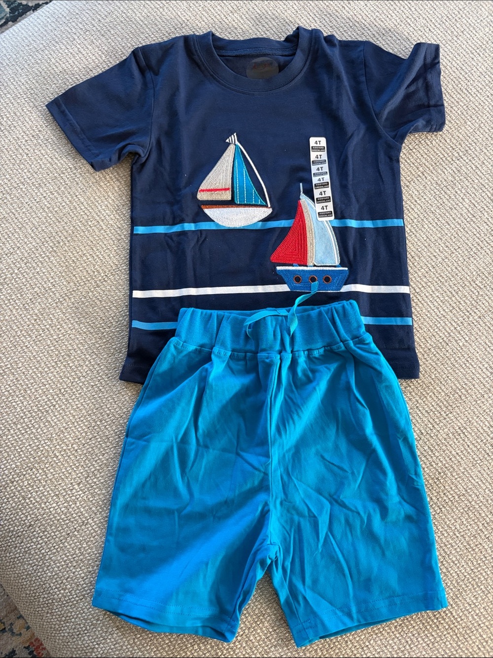 Navy & Aqua Sailboat Kids Matching Set - Brand